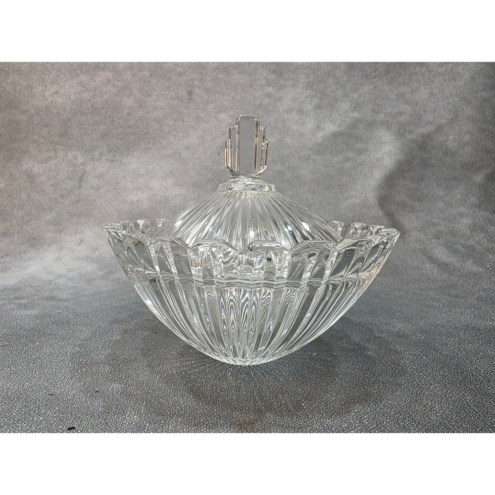 Mikasa Marquette Crystal Covered Candy Box Ribbed Fluted Bonbonniere QQ056/576